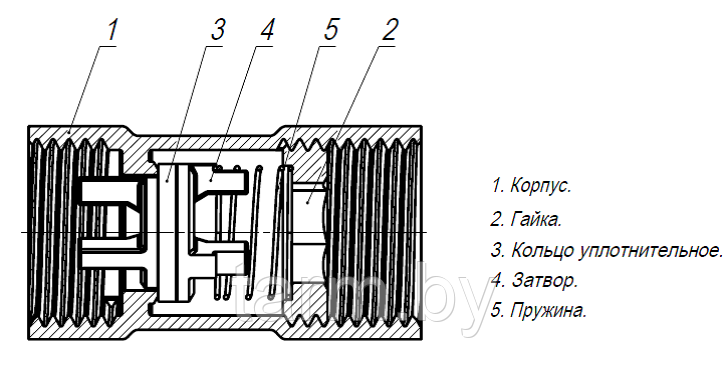 Клапан Ду 15 (1/2") лат. золотник, обратный латунный муфтовый - фото 4 - id-p150488541