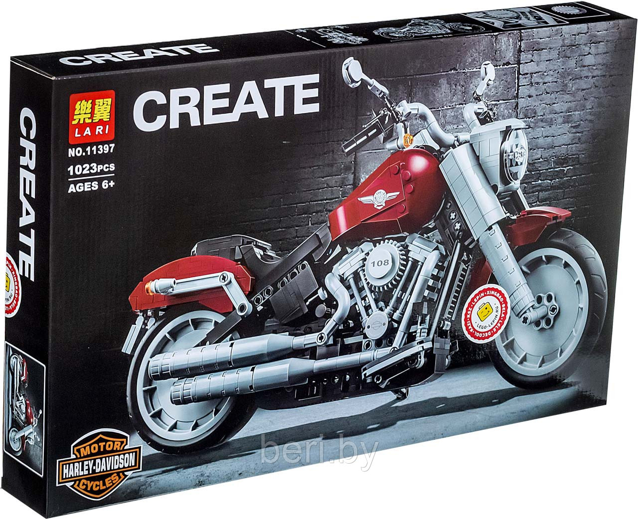 11397 Конструктор LARI Создатель "Мотоцикл Harley-Davidson Fat Boy", (Аналог Lego Creator 10269), 1023 дет