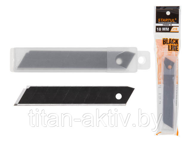 Лезвия сменные сегментированные 18мм 10шт BLACK LINE STARTUL (ST0920-18) (лезвие для ножа - цвет чер