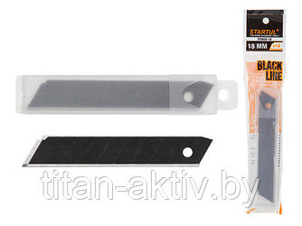 Лезвия сменные сегментированные 18мм 10шт BLACK LINE STARTUL (ST0920-18) (лезвие для ножа - цвет чер
