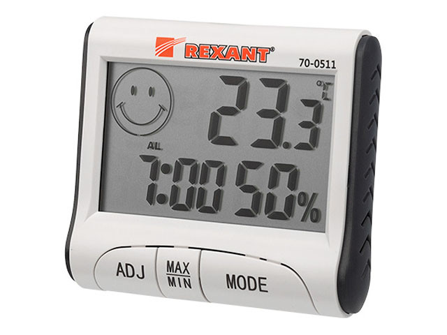 Термогигрометр комнатный с часами и функцией будильника REXANT - фото 1 - id-p150528873