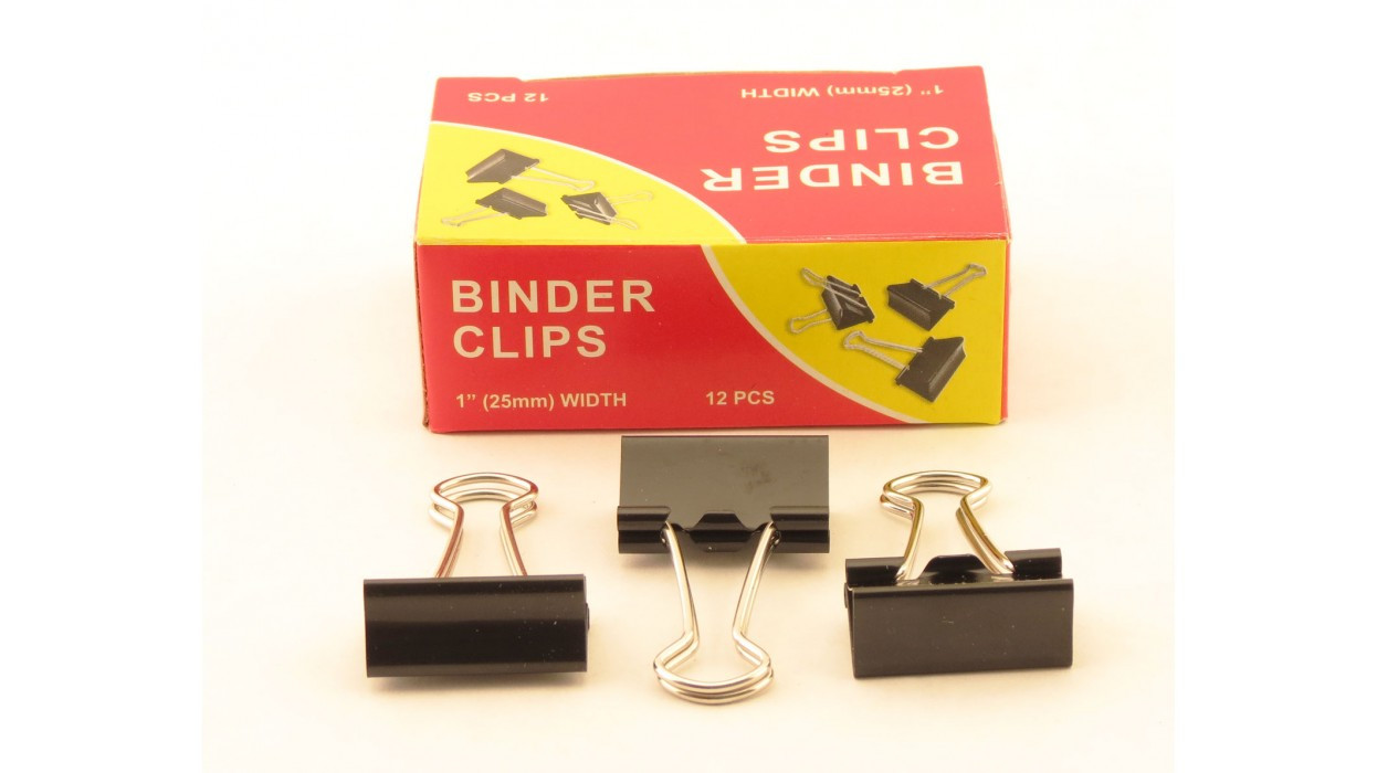 Зажим 25мм черный, в наборе 12 шт., Binder clips - фото 1 - id-p150531587