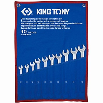 KING TONY Набор комбинированных удлиненных ключей, 10-19 мм, чехол из теторона, 10 предметов KING TONY 12A0MRN - фото 1 - id-p150578840