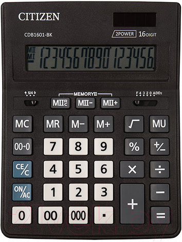 Калькулятор настольный 16-разрядный CITIZEN CDB-1601 BK, фото 2