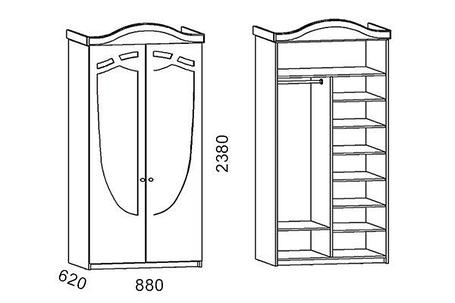 Шкаф для одежды А-008 2-ух дверный Александрия фабрики Интермебель, фото 2