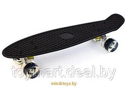 Скейтборд (пенни борд) чёрный - Zippy Board, светящиеся колёса, 120/2mi