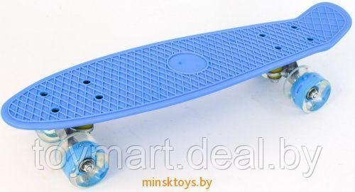 Скейтборд (пенни борд) синий - Zippy Board, светящиеся колёса, 120/4mi - фото 1 - id-p150611956