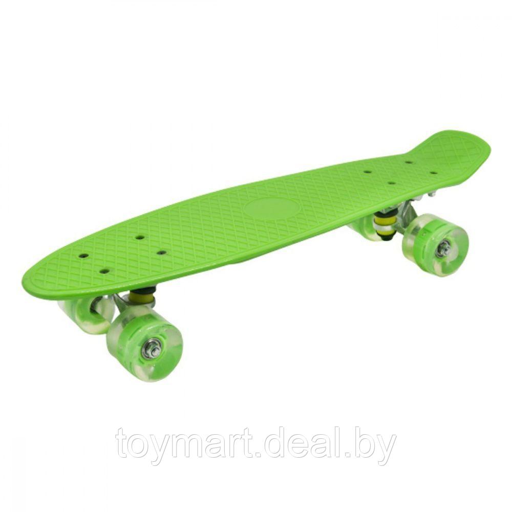Скейтборд (пенни борд) зелёный - Zippy Board, светящиеся колёса, 120/5mi - фото 3 - id-p150611957