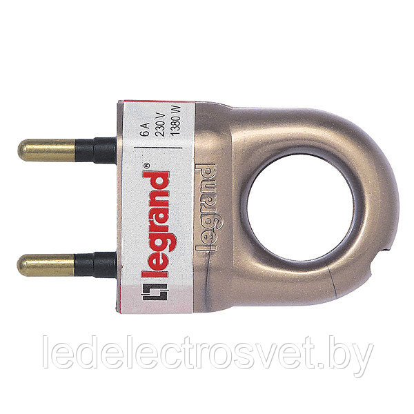 Вилка с кольцом 6А 2Р, пластик, бронзовый