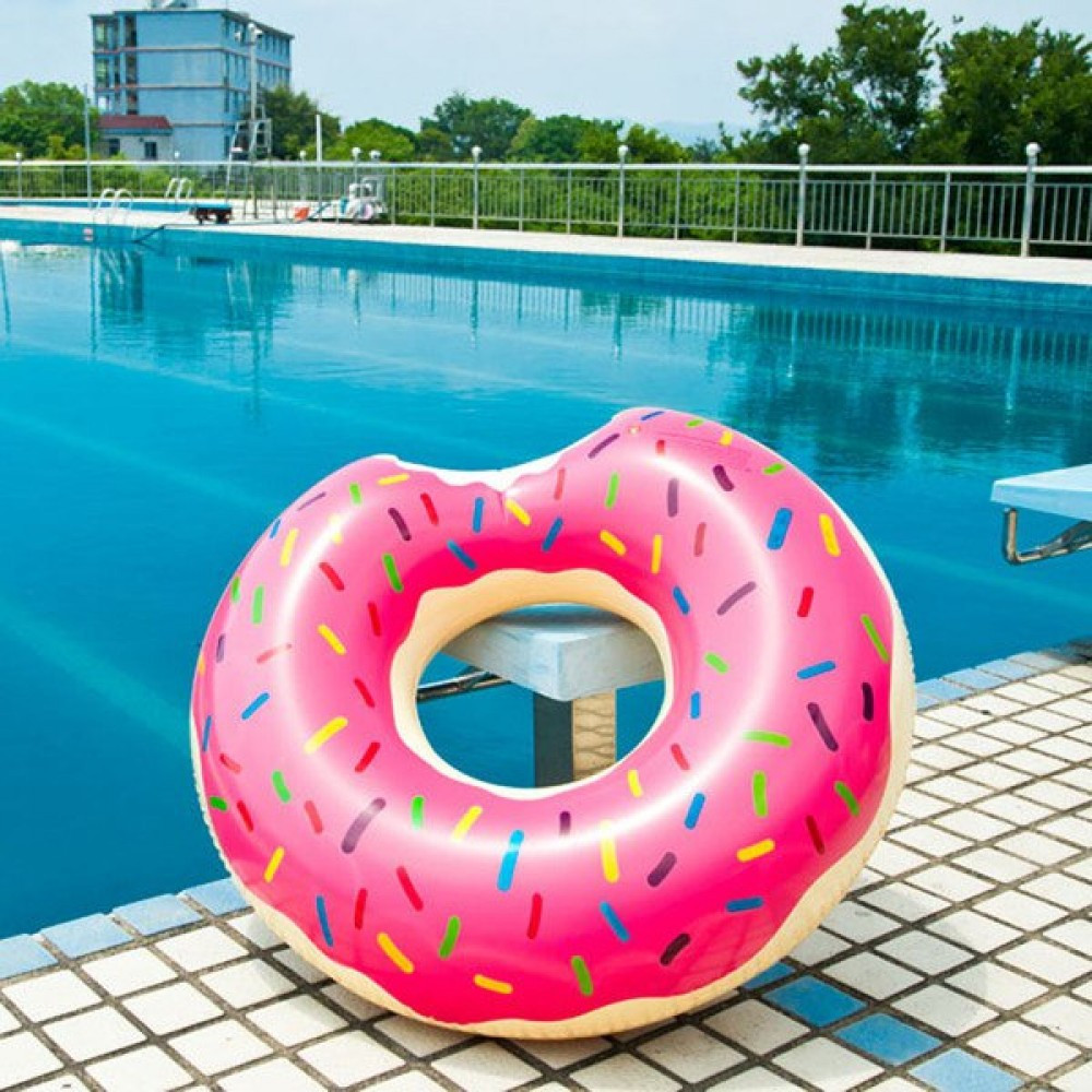 Надувной круг для плавания Пончик розовый, разные размеры! - фото 2 - id-p150662809