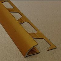 Уголок для плитки из алюминия полукруглый наружный анод. золото 12мм, длина 270см, фото 1