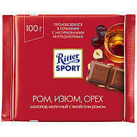 Шоколад RITTER SPORT Ром, Изюм, Орех 100г