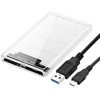 Внешний корпус - бокс SATA - USB3.1 Type-C - USB3.0 для жесткого диска SSD/HDD 2.5 , прозрачный 555642