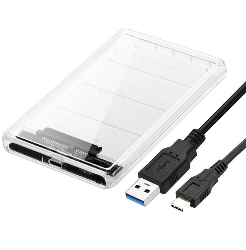 Внешний корпус - бокс SATA - USB3.1 Type-C - USB3.0 для жесткого диска SSD/HDD 2.5”, прозрачный 555642, фото 1