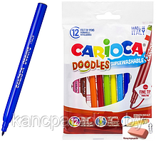 Фломастеры Carioca Doodles, 12 цветов, картонный футляр, европодвес