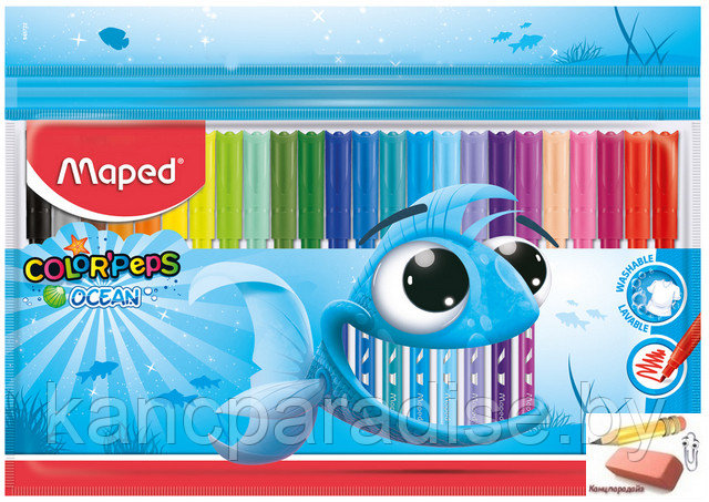 Фломастеры Maped Color Peps Ocean, 24 цвета, арт.845722