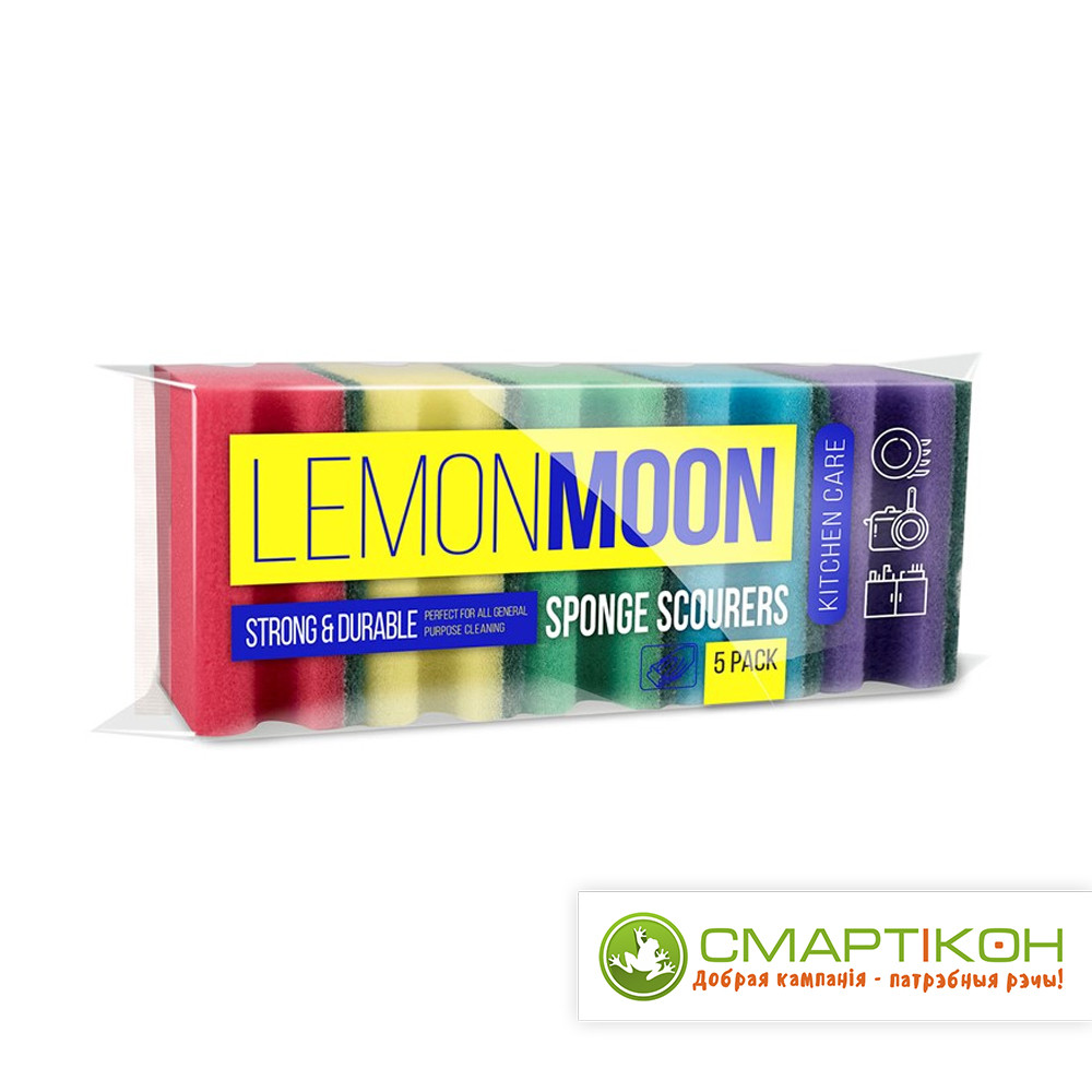 Губка для посуды Lemon Moon 96*64*42 мм, 5 шт - фото 1 - id-p97075600