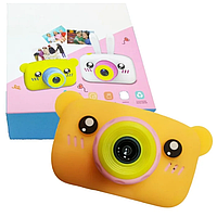 NEW design Детский фотоаппарат Zup Childrens Fun Camera со встроенной памятью и играми Мишка Оранжевый