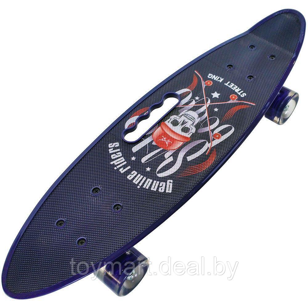 Скейтборд (пенни борд) с ручкой - Пираты, светящиеся колёса, 885/17mi - фото 2 - id-p150736524
