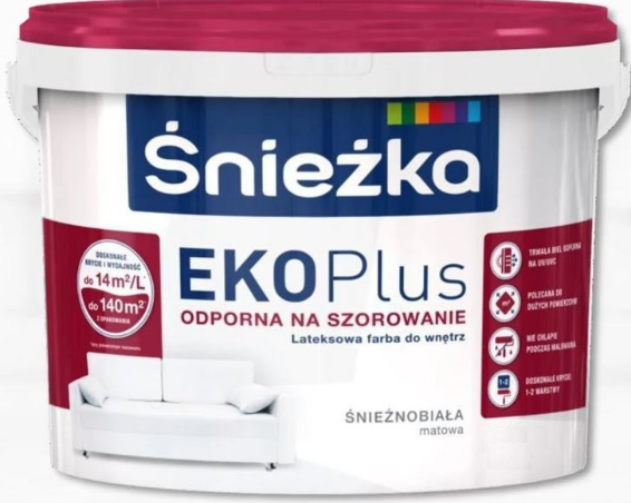 Краска Снежка Эко Плюс, 1 л, латексная SNIEZKA EKO Plus для стен и потолков. Польша