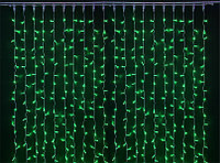 Светодиодный занавес (дождь) Rich LED 2*3 м, влагозащитный колпачок, зеленый, белый провод,