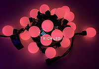Светодиодная гирлянда большие шарики Rich LED 5 м, 20 шариков, 220 В, соединяемая, красная, черный провод,