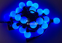 Светодиодная гирлянда большие шарики Rich LED 5 м, 20 шариков, 220 В, соединяемая, синяя, черный провод,