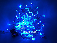 Светодиодная гирлянда Rich LED 10 м, 100 LED, 220 В, соединяемая, синяя, прозрачный провод,
