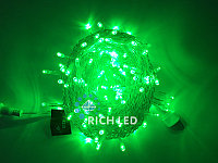 Светодиодная гирлянда Rich LED 10 м, 100 LED, 220 В, соединяемая, зеленая, прозрачный провод,