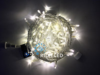 Светодиодная гирлянда Rich LED 10 м, 100 LED, 220 В, соединяемая, теплая белая, прозрачный провод,
