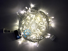 Светодиодная гирлянда Rich LED 10 м, 100 LED, 24 В, соединяемая, теплая белая, прозрачный провод