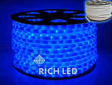 Светодиодный дюралайт Rich LED, 2-х проводной, матовый, синий, кратность резки 1 метр, диаметр 13 мм, 220 В,