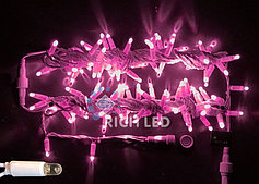 Светодиодная гирлянда Rich LED 10 м, 100 LED, 220 В, соединяемая, влагозащитный колпачок, розовая, белый