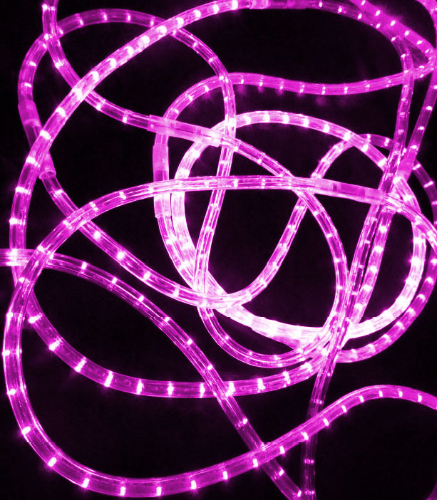 Светодиодный дюралайт Rich LED, 2-х проводной, розовый, кратность резки 1 метр, диаметр 13 мм, 220 В, 100 м.