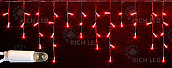 Светодиодная бахрома Rich LED, 3*0.5 м, красная, белый резиновый провод,