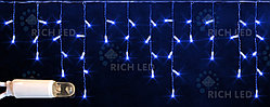 Светодиодная бахрома Rich LED, 3*0.5 м, синяя, белый резиновый провод,