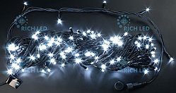 Светодиодная гирлянда Rich LED 20 м 2-канальная, 200 LED, 220 В, белая, черный провод, соединяемая,