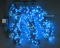 Светодиодная гирлянда Rich LED 3 Нити по 20 м с 2-х канальным контр., 600 LED, 24 В, синяя, черный провод,