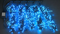 Светодиодная гирлянда Rich LED 5 Нитей по 20 м, 1000 LED, 24 В, синяя, черный провод,