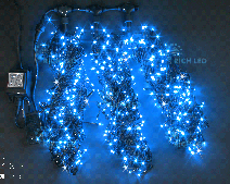 Светодиодная гирлянда Rich LED 3 Нити по 20 м, 600 LED, 24 В, синяя, мерцающая, черный провод,