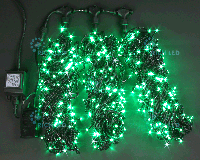 Светодиодная гирлянда Rich LED 3 Нити по 20 м, 600 LED, 24 В, зеленая, мерцающая, черный провод,
