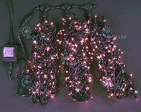 Светодиодная гирлянда Rich LED 3 Нити по 20 м, 600 LED, 24 В, розовая, мерцающая, черный провод,