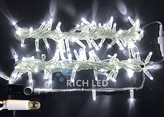 Светодиодная гирлянда Rich LED 10 м, 100 LED, 24В, соединяемая, влагозащитный колпачок, белая, прозрачный