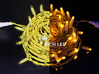 Светодиодная гирлянда Rich LED 10 м, 100 LED, 24 В, соединяемая, желтая, желтый резиновый провод,