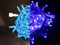 Светодиодная гирлянда Rich LED 10 м, 100 LED, 24 В, соединяемая, синяя, синий резиновый провод,