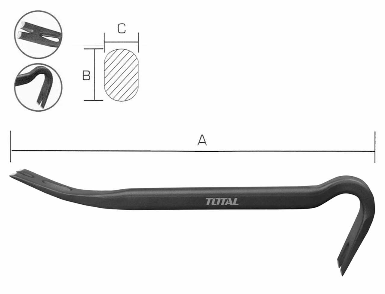 Гвоздодер 14"(350mm)x7/8"(22mm)x1/2"(12.0mm) TOTAL THT431142 - фото 1 - id-p150758432