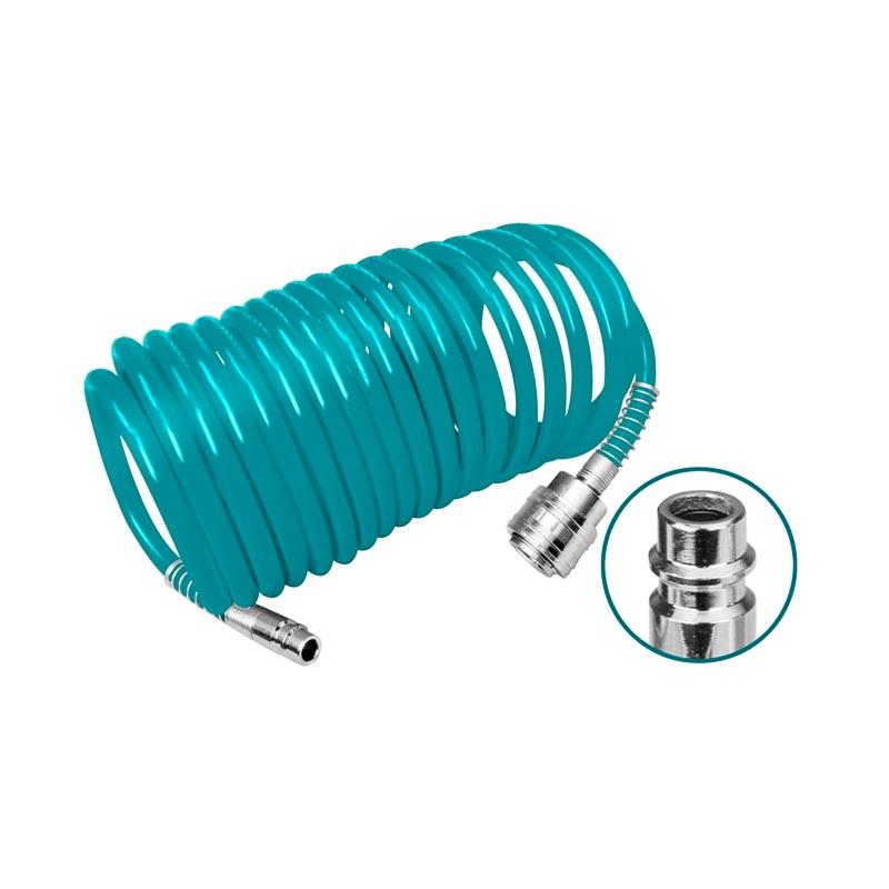 Шланг удлинитель для компрессора спиральный (быстроразъемное соединение 1/4), длина-15 метров TOTAL THT11151