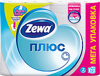 Бумага туалетная, двухслойная, белая, без аромата «Zewa Plus» (12рул./уп. )