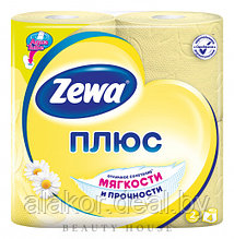 Бумага туалетная, двухслойная, желтая, с ароматом ромашки, «Zewa Plus» (4рул./уп. )