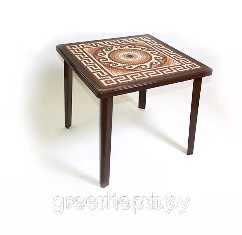 Пластиковый квадратный стол с деколем Греческий орнамент (шоколад) - фото 2 - id-p150765514